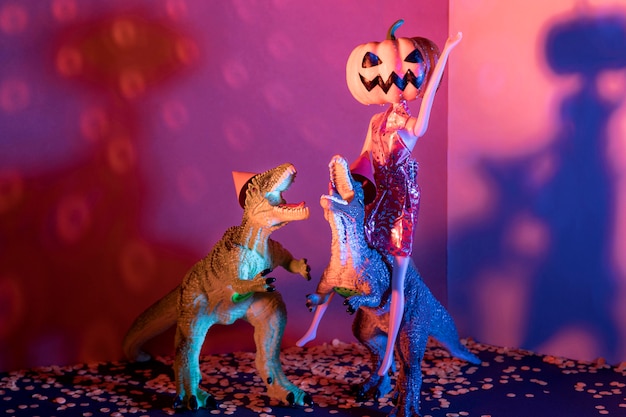 Photo gratuite jouets halloween effrayants et effrayants