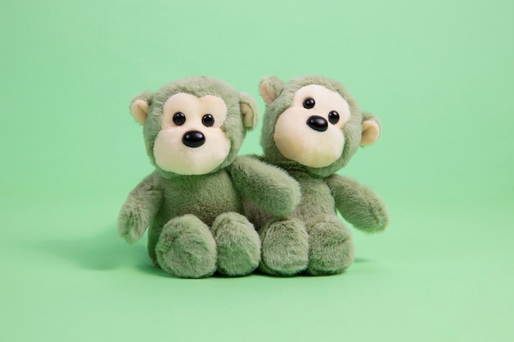 Photo gratuit jouets de singe mignons et moelleux