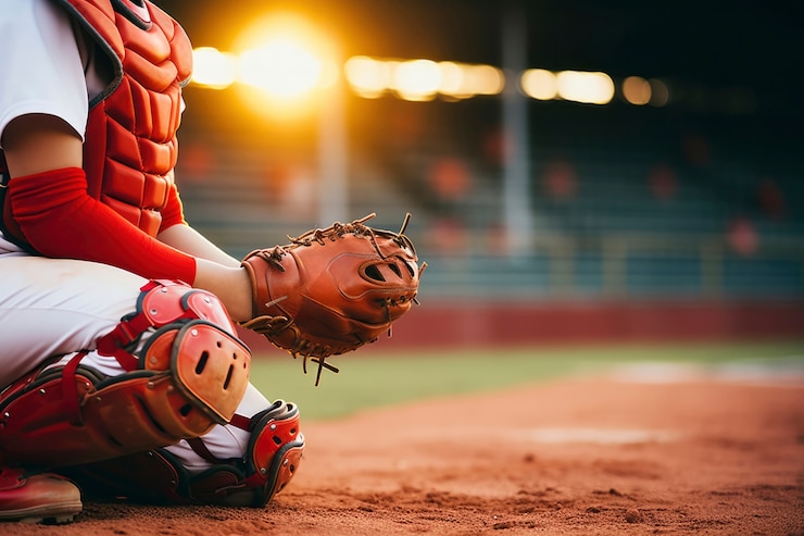 Photo gratuit un joueur de baseball sur le terrain pendant un match