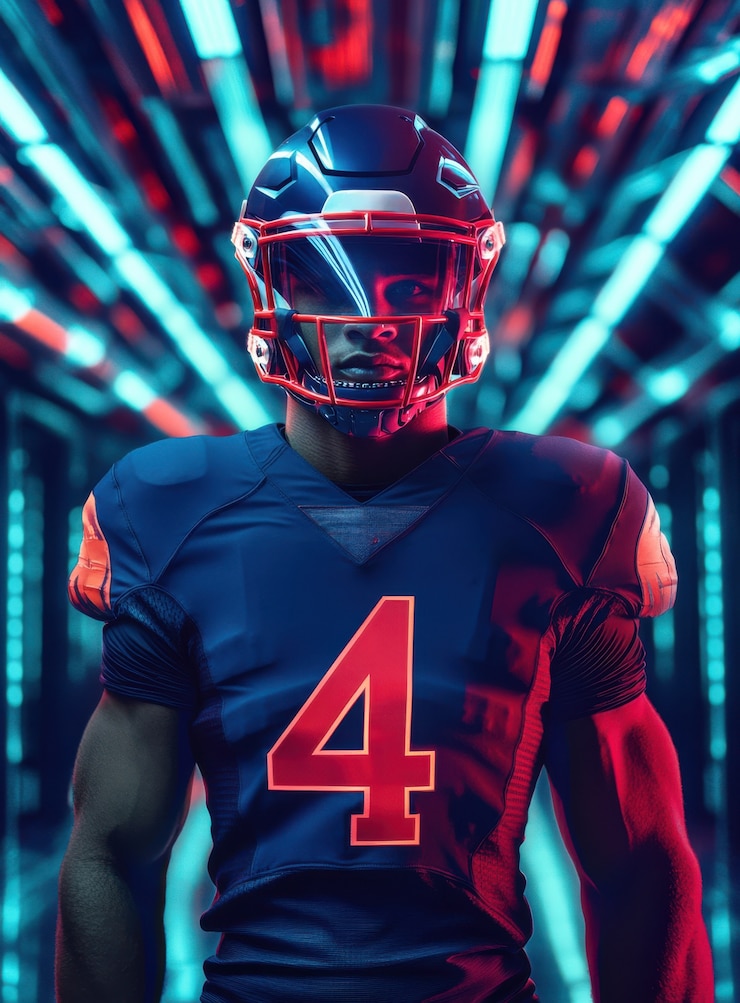 Photo gratuit joueur de football américain de style néon
