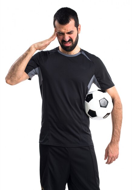 Joueur de football frustré