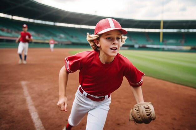 Joueurs de baseball vue de face sur le terrain