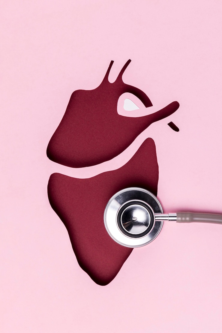 Photo gratuit jour de coeur vue de dessus avec stéthoscope médical