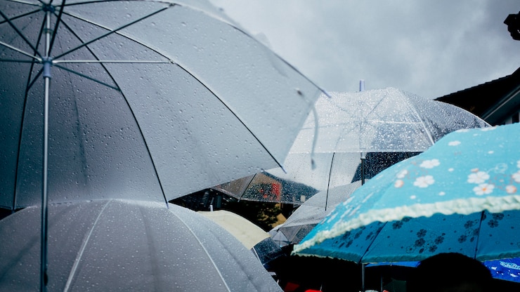 Photo gratuit jour de pluie et parapluie