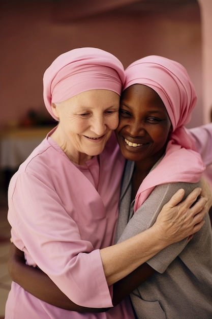 Photo gratuite la journée mondiale du cancer avec des gens qui s'embrassent