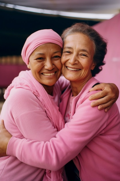 Photo gratuite la journée mondiale du cancer avec des gens qui s'embrassent