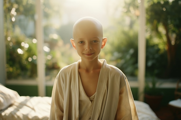 Photo gratuite journée mondiale de sensibilisation contre le cancer avec un petit enfant