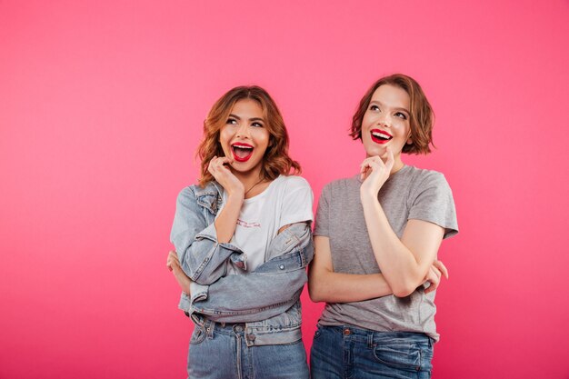 Joyeux amis de deux femmes