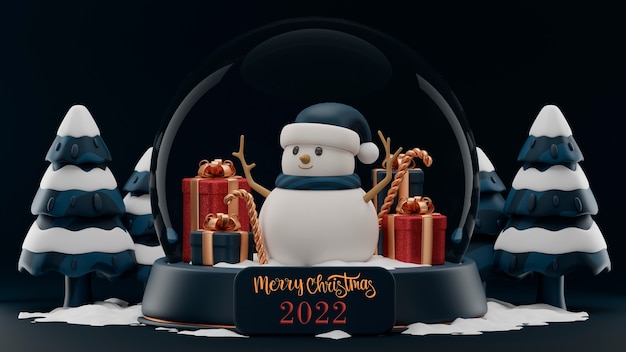 Photo gratuite joyeux noël 2022 avec bonhomme de neige