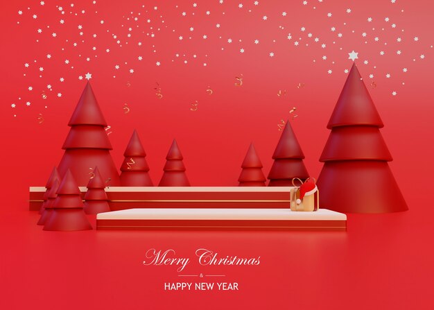 Joyeux Noël avec des arbres rouges