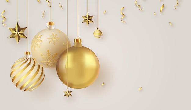 Photo gratuite joyeux noël fond avec des boules de noël dorées