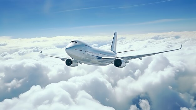 Jumbo jet volant dans le ciel