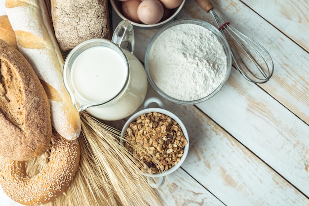 Lait et produits de boulangerie