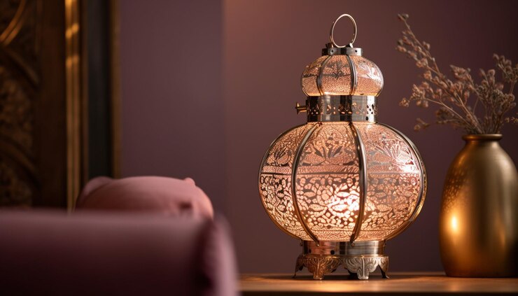 Photo gratuit la lampe antique brillante ajoute de l'élégance à la pièce générée par l'ia