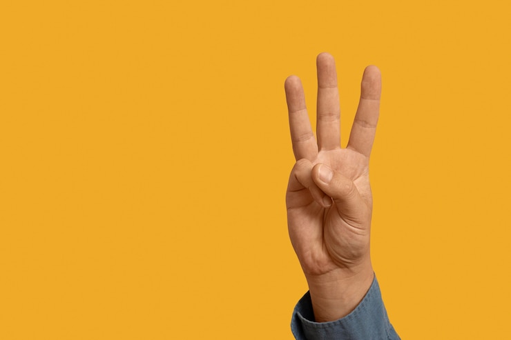 Photo gratuit langue des signes avec espace de copie