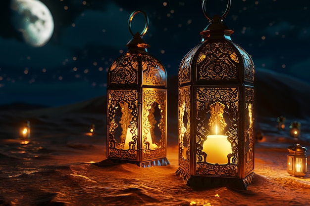 Photo gratuite lanterne de style fantaisie pour la célébration islamique du ramadan