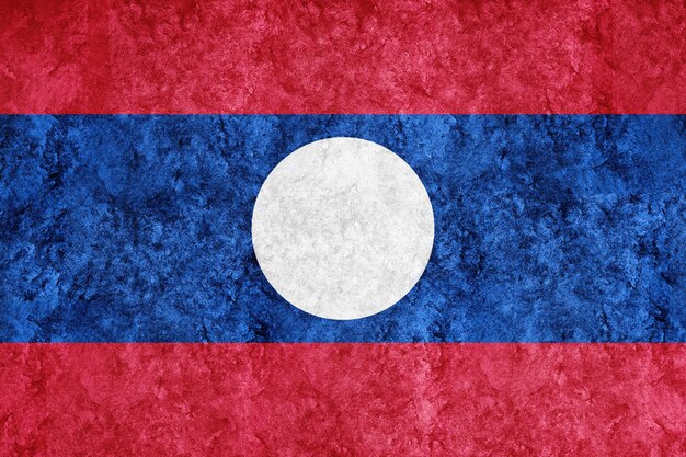 Laos drapeau métallique, drapeau texturé, drapeau grunge
