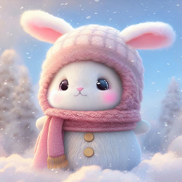 Lapin de dessin animé mignon généré par ai