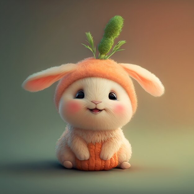 Lapin de dessin animé mignon généré par ai