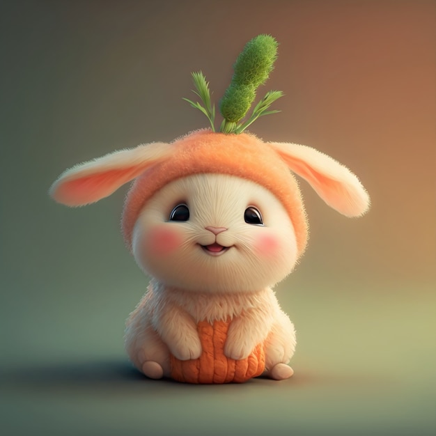 Lapin de dessin animé mignon généré par ai