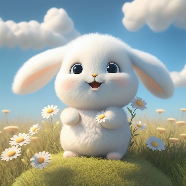 Lapin de dessin animé mignon généré par ai