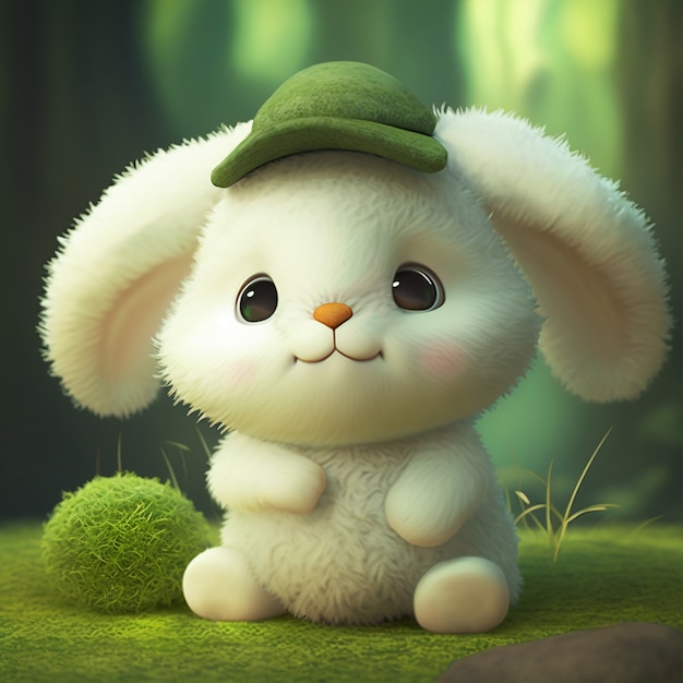 Lapin de dessin animé mignon généré par ai