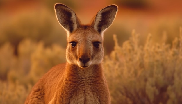 Photo gratuite lapin moelleux dans le pré regardant la caméra générée par l'ia