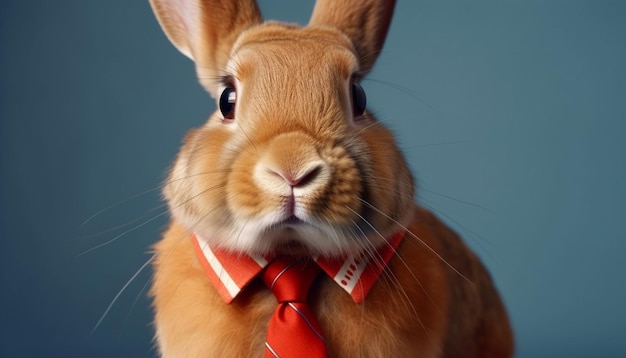 Photo gratuite un lapin moelleux pose avec humour pour un studio de portrait généré par l'ia