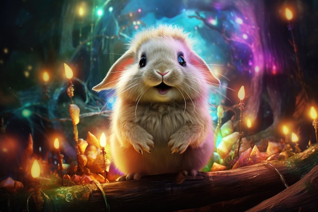 Photo gratuite le lapin de pâques dans un monde fantastique
