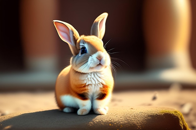 Photo gratuite un lapin peint en orange et blanc