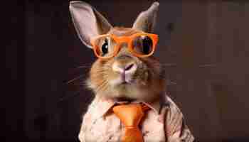 Photo gratuite un lapin portant des lunettes et une chemise qui dit 