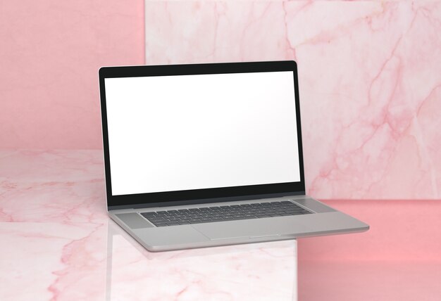 Laptop sur une table en marbre