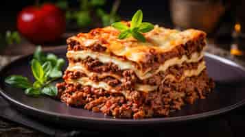 Photo gratuite lasagne traditionnelle avec une riche sauce bolognaise