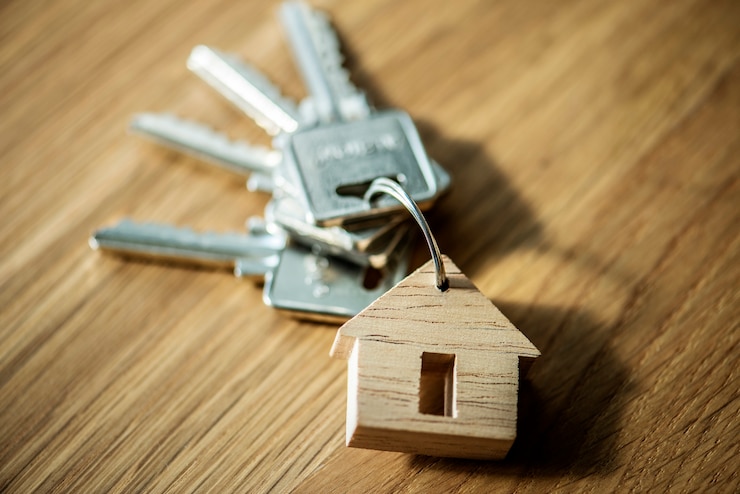 Photo gratuit lay plat de concept immobilier