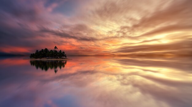 Île au coucher du soleil