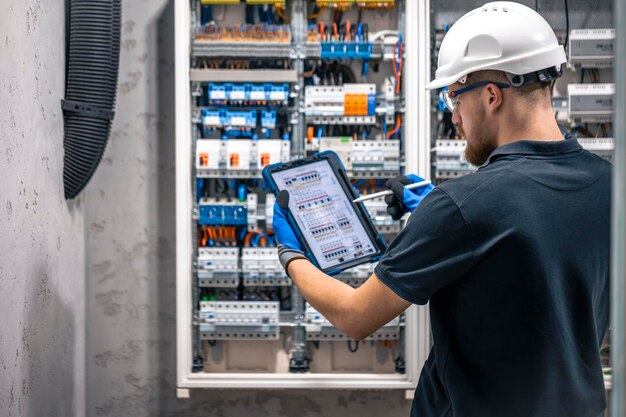 Électricien avec circuit d'ajustement de tablette à la boîte de jonction