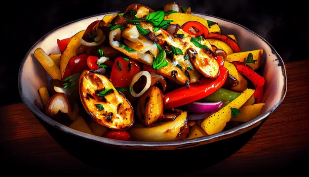 Légumes d'été grillés sur rafraîchissement de plaque de bois généré par l'IA