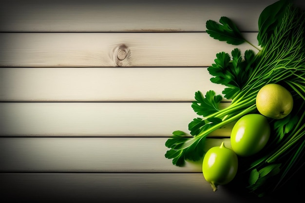 Photo gratuite légumes verts sur une table en bois