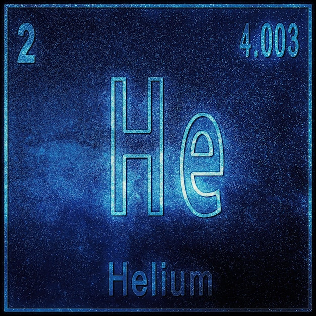 Élément chimique d'hélium, signe avec numéro atomique et poids atomique, élément de tableau périodique