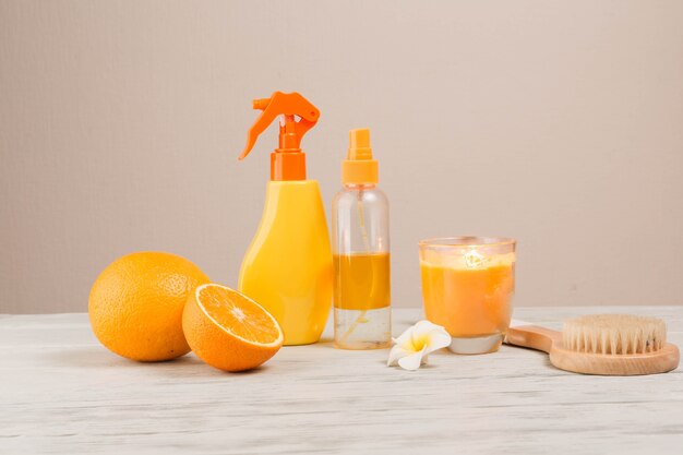 Éléments naturels pour spa avec des oranges