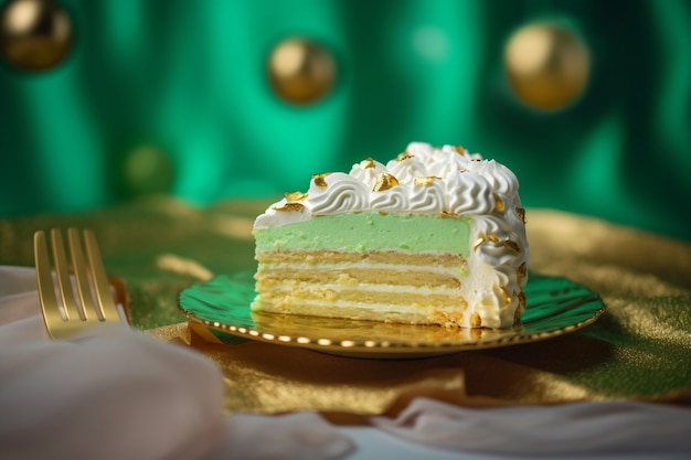 Éléments d'or pour la fête d'anniversaire et le gâteau