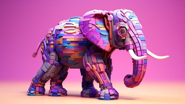 Éléphant de conception de mosaïque en studio