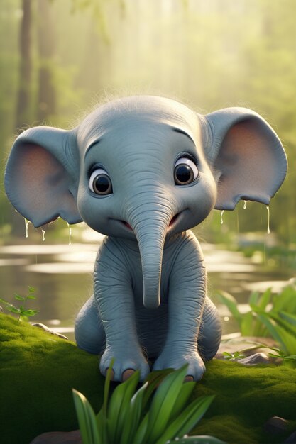 Éléphant mignon dans la nature