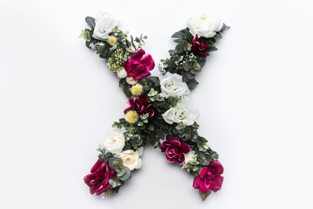 Lettre fleur X monogramme floral