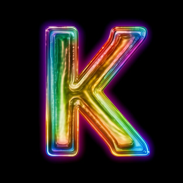 Lettre k réaliste avec des lumières colorées