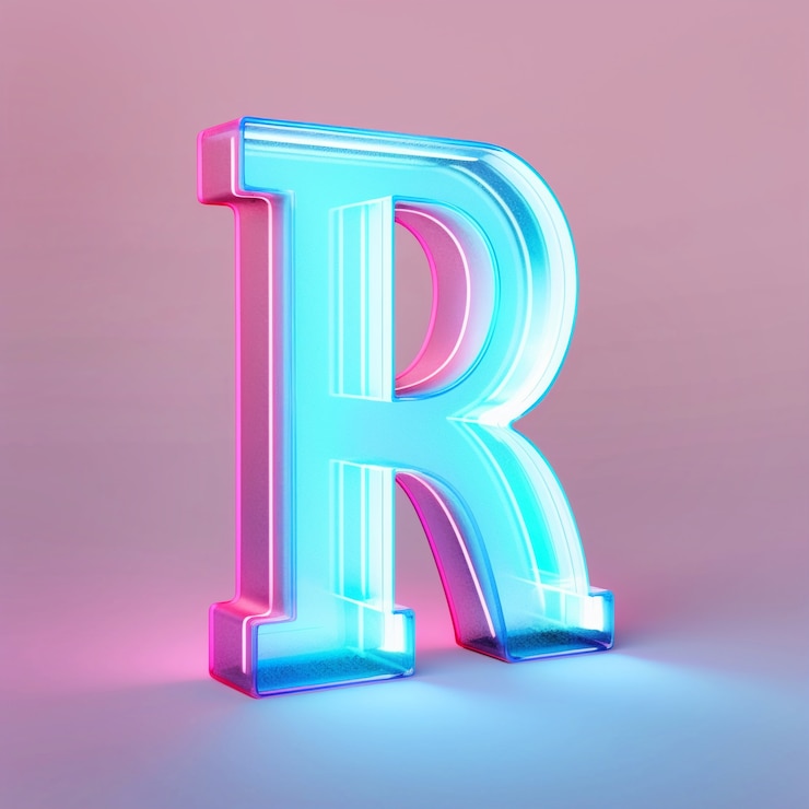 Photo gratuit lettre r réaliste avec des lumières vives
