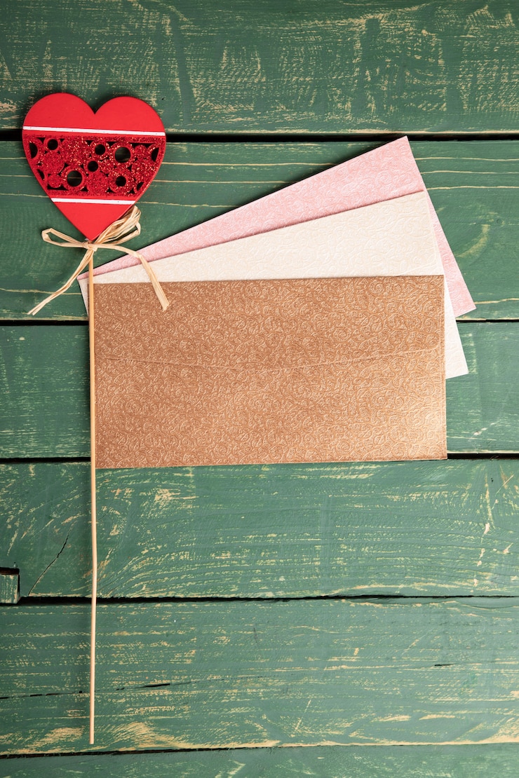 Photo gratuit lettres de coeur sur table en bois