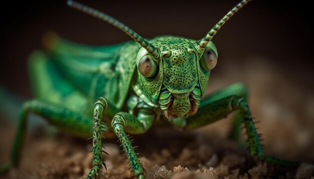 Un lézard à cornes pointues regarde l'environnement forestier tropical généré par l'IA