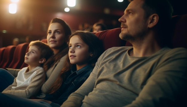 Photo gratuite liaison familiale en regardant un film ensemble dans un théâtre généré par l'ia