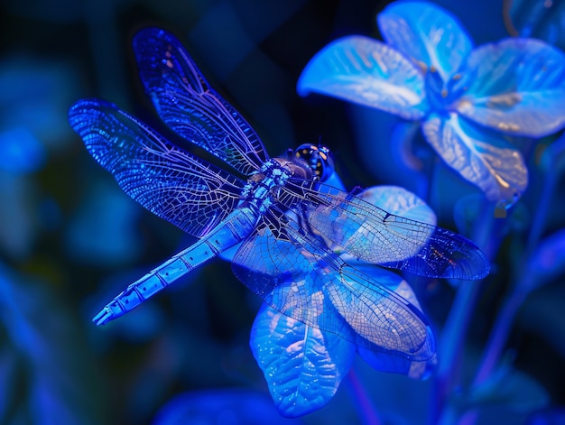 Photo gratuite une libellule brillante avec des nuances de néon